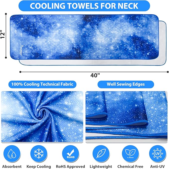 SYOURSELF Cooling Towel, Cooling Towels for Neck,40" x 12"Ice Towel for Instant Cooling Relief, Soft Breathable Chilly Towel, Perfect Yoga, Golf, Sports, Gym, Athletes Towel (1PC-BStarry)