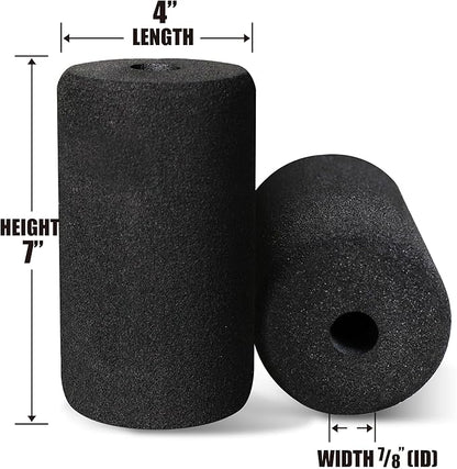 WF Athletic Supply Foam Foot Pads, Foam Roller for Gym Exercise Machines Equipment Replacements, Roller Pad for Leg Extension, PEC Deck Pads for Weight Bench, Sold by Pair (7” x 4” OD x 0.875” ID)