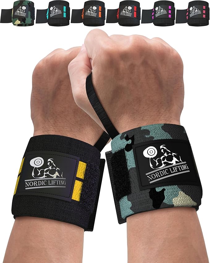 Nordic Lifting Wrist Wraps (2 Pairs) – Lifting Wrist Wraps with Thumb Loop for Weightlifting, Powerlifting & CrossFit – Durable Wrist Support Straps for Men & Women – Gym Essentials for Heavy Lifts
