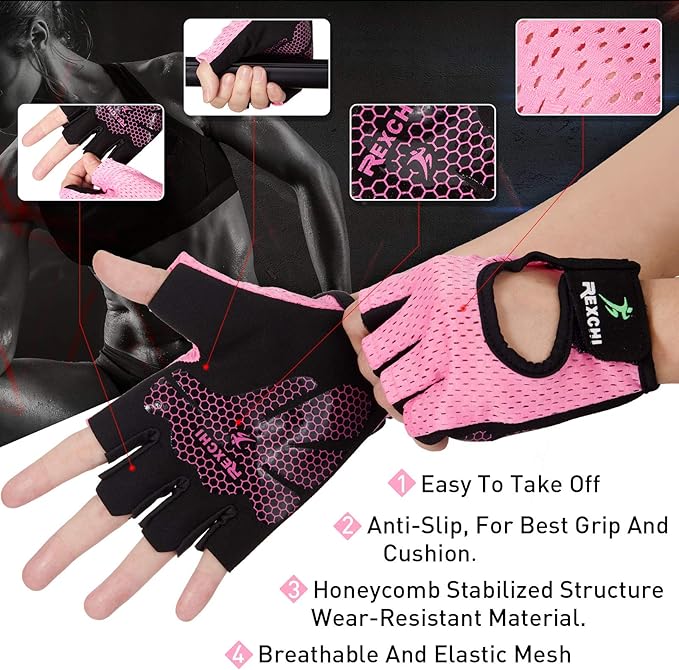 Geyoga 2 Pairs Workout Gloves Adjustable Weight Lifting Gym Exercise Training Breathable Workout Gloves with Full Palm Protection for Men and Women Fitness, Biking, Pull up