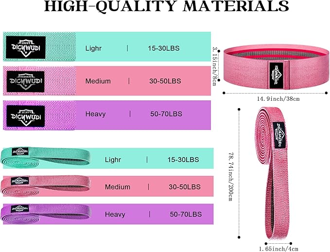 Yoga Mat Thick, 6 Fabric Resistance Bands, 2 Pack Yoga Blocks, Home Workout Equipment Essentials Starter Kit for Beginners Full Body Toning