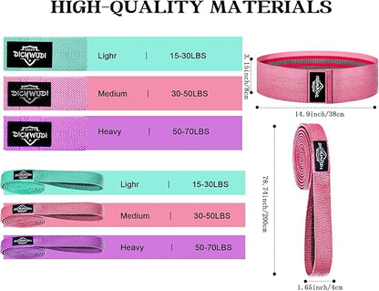 Yoga Mat Thick, 6 Fabric Resistance Bands, 2 Pack Yoga Blocks, Home Workout Equipment Essentials Starter Kit for Beginners Full Body Toning