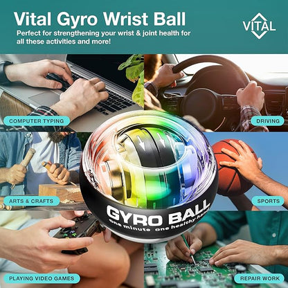 Vital Wrist Ball Exerciser Gyro Ball Hand Gyroscopic Wrist Strengthener & Forearm Trainer with Zinc Rotor Grip Strength Training, Wrist Exerciser & Arm Exercise Equipment Portable Fitness Accessory
