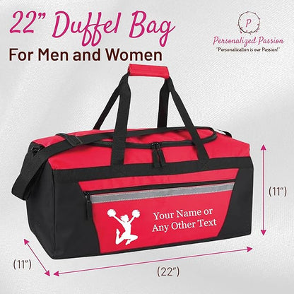 Personalized Sports Duffel Bags for Men and Women - 22” Customized Travel Duffle with Name & Soccer Design - Water Resistant Two-Toned Overnight Weekender Bag - Navy