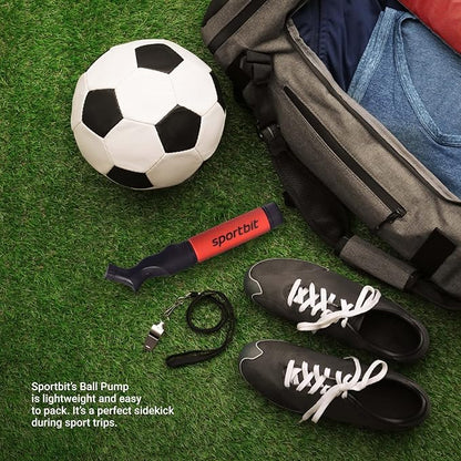 SPORTBIT Ball Pump for Sports Balls - Push & Pull Inflating System - Hand Pump for All Exercise Balls - Volleyball Pump, Basketball Inflator, Football & Soccer Ball Air Pump - Goes with 5 Needles Set