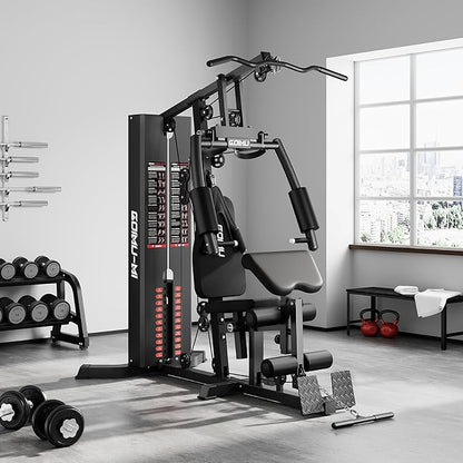 Home Gym, M1 Workout Station with 140LBS Weight Stack, Multifunctional Home Gym Equipment with Pulley System for Full Body Strength Training