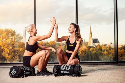 ZIVA Premium Power Core Sandbag - Elite Level Pre-Weighted Workout Bag, Commercial Grade Textured DuraLeather Shell, Reinforced Stitching Webbing, Ergonomic Handles | Home Gym Exercise - (10-50 lbs.)