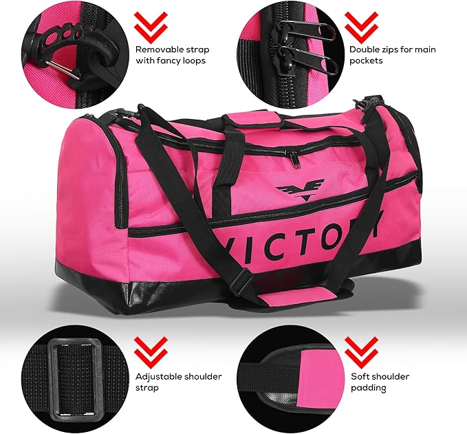Large Breathable Duffle Bag for MMA Gear, Boxing Gear, Gym or other Sports (Pink)