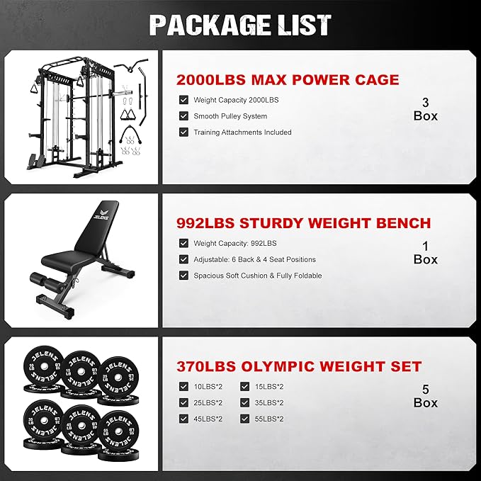 M21 Smith Machine, Multi-Function Power Cage with Dual Pulley Cable Crossover System, 2000LBS All-in-One Squat Rack with Smith Bar and Attachments for Home Gym Strength Training