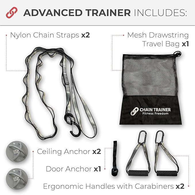 Portable Home Gym Multi-functional Basic Fitness Freedom Workout Equipment Comes in Basic, Intermediate, Advanced or Deluxe Sizes and Comes in Black or Silver