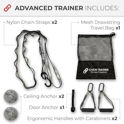 Portable Home Gym Multi-functional Basic Fitness Freedom Workout Equipment Comes in Basic, Intermediate, Advanced or Deluxe Sizes and Comes in Black or Silver