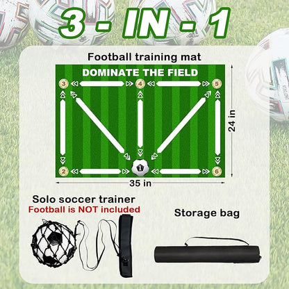 Football Footstep Training Mat, Soccer Training Mat 35 * 24IN, Soccer Skills Training Equipment with Storage Bag and Soccer Return Trainer Net