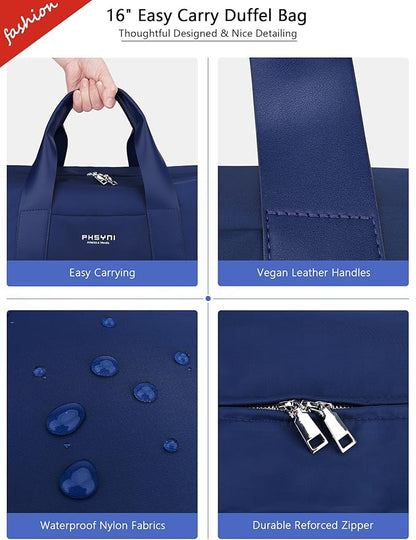 Sports Small Gym Bag for Women and Man, Cute Mini Duffle Bag with Wet Pocket & Shoes Compartment, Personal Item Travel Workout Bag, 16"-Small, Navy