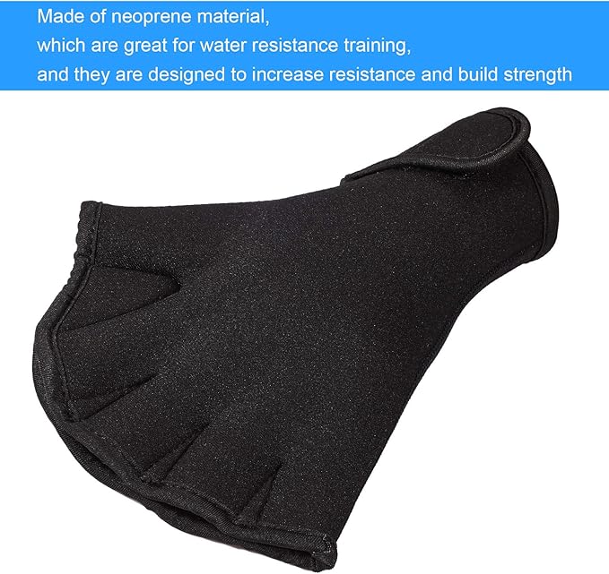 Sumind 2 Pairs Swimming Gloves Aquatic Training Gloves Neoprene Mittens Webbed Fitness Water Aerobics Resistance Training for Women Men Swimming Diving(Medium,Black)