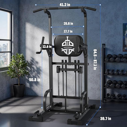 Sportsroyals Power Tower Pull Up Bar Station, 450LBS Stable Pull Up Dip Station for Home Gym Strength Training Equipment | FED Fitness