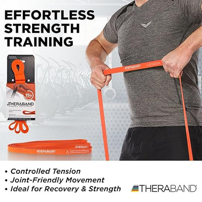 THERABAND High Resistance Band, Light Elastic Super Band for Full Body Workouts, Physical Therapy, Strength Training, Durable 41” Loop Exercise Band, 15 lb Resistance