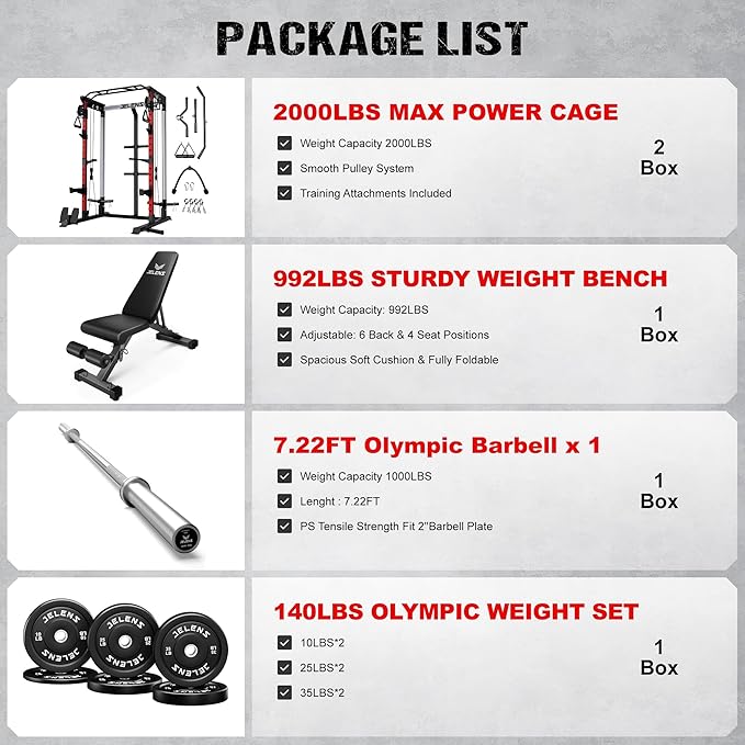 C21 Power Cage, 2000LBS Multi-Function Power Rack with Independent Dual Pulley System, All-in-One Squat Rack for Cable Crossover, Home Gym Workout Machine