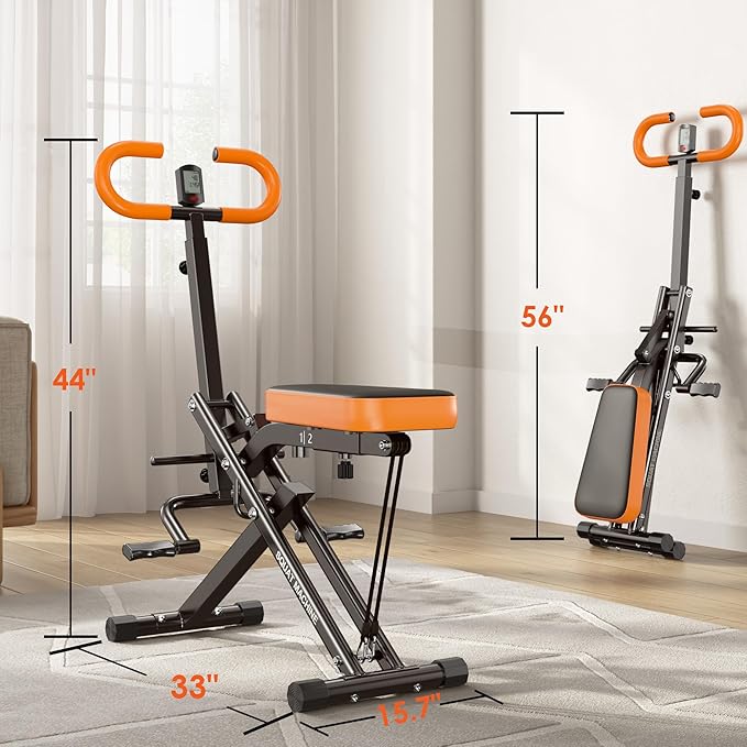 DlandHome Squat Machine, Squat Rowing Machine with Adjustable High-Strength Resistance Band for Home Gym, Foldable Leg Glute Trainer for Full Body 330lbs