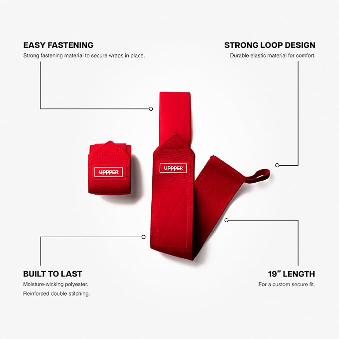 UPPPER Wrist Wraps for Weightlifting – 19" Lifting Wrist Support with Thumb Loop for Bench Press, Powerlifting, and Gym Workouts for Men & Women | Premium Fitness Gear