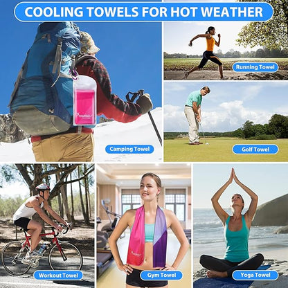 SYOURSELF Cooling Towel, Cooling Towels for Neck,40" x 12"Ice Towel for Instant Cooling Relief, Soft Breathable Chilly Towel, Perfect Yoga, Golf, Sports(Geo)