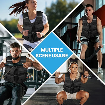 Adjustable Weighted Vest for Men Woman With Shoulder Pads 18lbs | 30lbs | 40lbs, Weight Vest For Walking, Rucking, Cross Training, Running, Muscle Building - Breathable, Comfortable, Washable