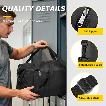 Vorspack Small Gym Bag - 18 Inches Duffle Bag for Travel Lightweight Duffel Bag for Men Women Personal Item Bag Weekender Bag for Travel Sports Gym - Black
