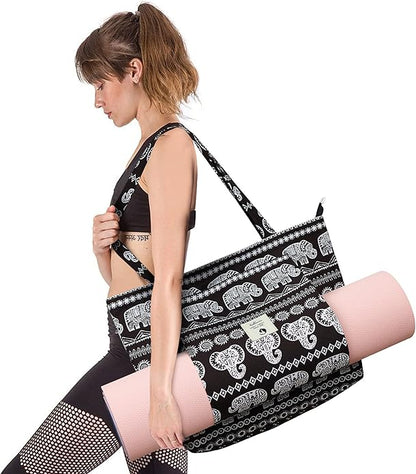 WLLWOO WLLWOO Yoga Bags for Women with Yoga Mats Bags Carrier Carryall Canvas Tote for Pilates Shoulder for Travel Office Beach Workout
