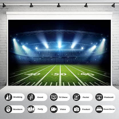Soccer Stadium Backdrop Stadium Soccer Field Competition Fans Night Spotlight Photography Background Football Match Wall Backdrop for Adults Man Boy Birthday Party Photo Shoot Props Decor 20x10ft