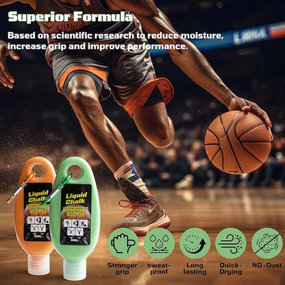 2oz(60ml) Liquid Chalk, Mess Free Gym Chalk for Weightlifting, Gymnastics, Rock Climbing, Dancing, and Lifting. Sweat Resistant and Long Lasting for Stronger Hand Grip