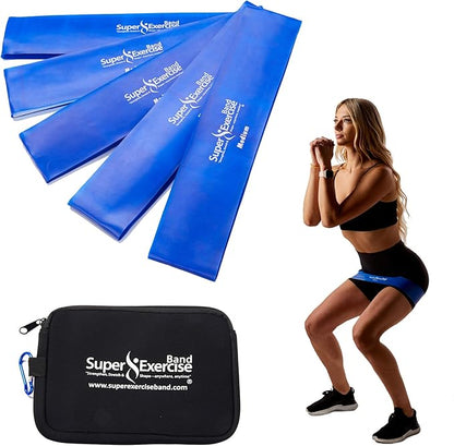 USA 14" x 3" Extra Long Latex Free Mini Loop Bands in 3, 5, 10 Pack Sets. 10 Strengths for Resistance Training, Stretching, Yoga, Toning. Plus an Exclusive iPhone App and E-Book.
