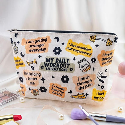 Workout Gifts for Women Gym Gifts for Women Gym Bag for Fitness Lovers Fitness Athletic Trainer Gift Workout Bag Daily Affirmations Makeup Bag Inspirational Mental Health Gift for Female