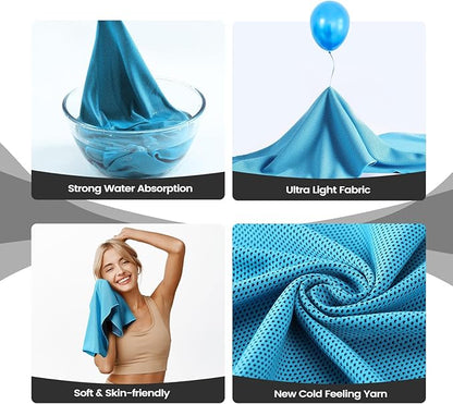 Clothirily Cooling Towels (40"x12"), Breathable Cooling Towels for Neck and Face, Men & Women Workout Towel for Hot Weather, Sweat Towel for Gym Yoga, Camping, Fitness, Running, Traveling, 4 Pack