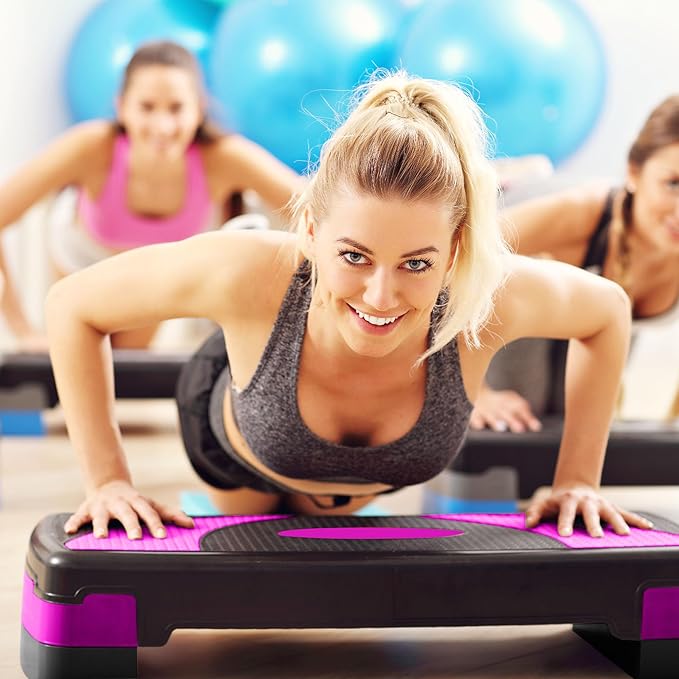 BalanceFrom Aerobic Step Platform Trainer with Adjustable 3-Level Risers, 400 Pound Weight Capacity – Non-Slip Exercise Stepper for Cardio, Strength, and Fitness Workouts, 31", Multiple Colors