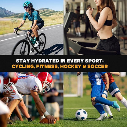 UICE Water Bottle with Straw,1 Liter Easy Squeeze Bottles for Hockey Straight Long Straw Built In Finger Grip,Sports Water Bottle for Football, Lacrosse, Boxing,Fitness-Black