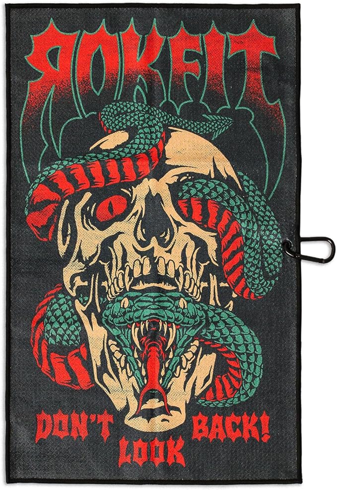 RokFit Gym & Golf Towel – Multi-Use, Quick-Dry, Durable Utility Towel with Bold Graphic and Carabiner Clip (Don't Look Back)