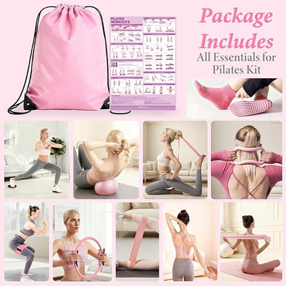 Pilates Kit for Home Workouts, Pilates Equipment Ring and Ball Set, Pilates Essentials Kit for Women, Home Pilates Workout Kit, Pilates Starter Kit for Women at Gym Studio Travel