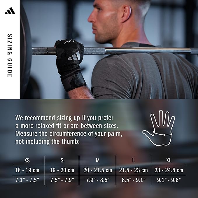 Adidas Wrist Wrap Training & Weightlifting Gloves, Fingerless Workout Gloves