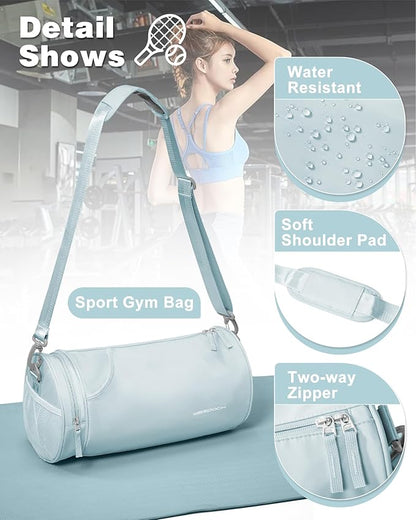 Small Gym Bag for Women,Waterproof Mini Duffle Bag Womens Spotrs Workout Bags Small Travel Duffel Bag with Wet Pocket Carry on Weekender Bags for Dance Swimming,Gym,Yoga,Fitness Light Blue