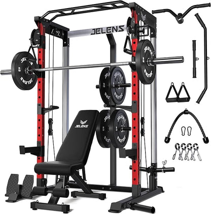 C21 Power Cage, 2000LBS Multi-Function Power Rack with Independent Dual Pulley System, All-in-One Squat Rack for Cable Crossover, Home Gym Workout Machine