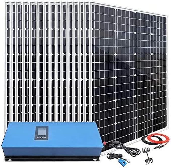 1800W Home Grid Tie Solar Kit On Grid System: 15pcs 120W Monocrystalline Solar Panel + 200W MPPT Solar Grid Tie Power Inverter,1800w Kit with 2000w Inverter,3POUR3