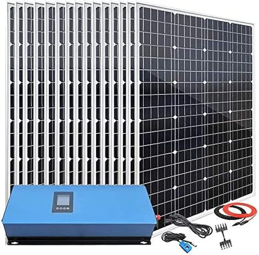 1800W Home Grid Tie Solar Kit On Grid System: 15pcs 120W Monocrystalline Solar Panel + 200W MPPT Solar Grid Tie Power Inverter,1800w Kit with 2000w Inverter,3POUR3