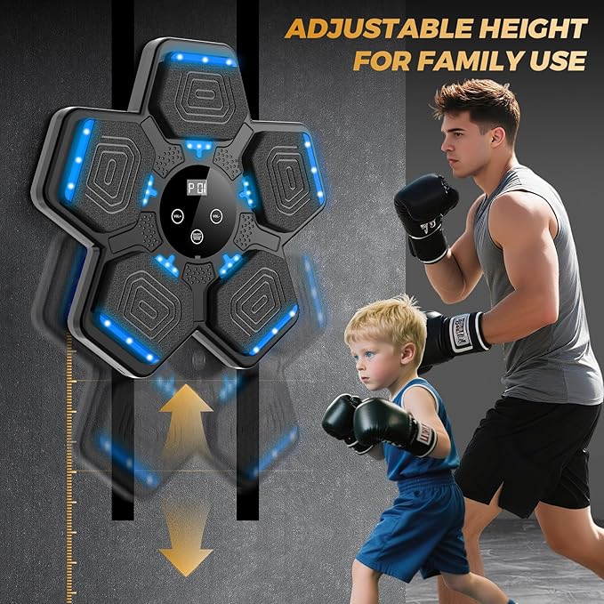 2026 Music Boxing Machine for Adults and Kids, Smart Bluetooth Boxing Training Equipment with Gloves Wall Mounted, Workout Punching Machine for Home,Office and Gym