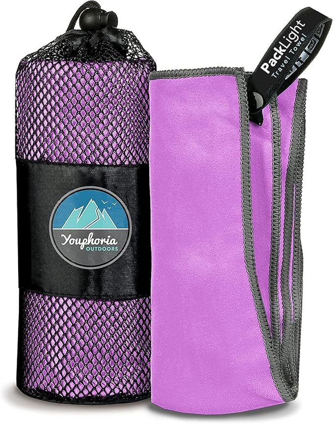 Youphoria Microfiber Travel Towel Fast Drying Lightweight - Quick Dry Towel for Camping, Beach, Backpacking, Hiking & Sport