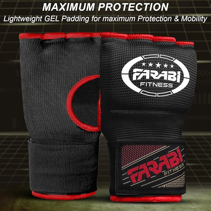 Farabi Quick Wraps Gloves Gel Paded Hand Wraps Adult MMA Boxing Muaythai Bandages Hand Protector 80cm Meter Wrist Support Strap Pair