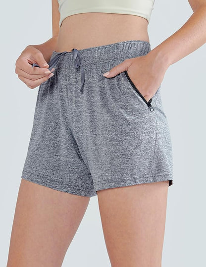 Liberty Imports 1 or 5 Pack Womens Lounge Workout Shorts with Zipper Pockets 5" Inseam Lightweight Athletic Casual Shorts