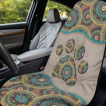 Bulopur Removable Car Sweat Towel Front Seat Cover Boho Dog Paw Bucket Car Towel Seat Cover for Post Gym Workout Running Swimming Each and Hiking