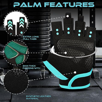 BEAST RAGE Workout Gloves for Men & Women - Fingerless Gym Gloves with Palm Protection, Breathable & Lightweight for Weightlifting, Cycling & Pull Up