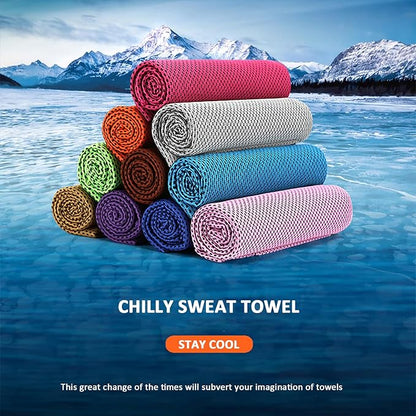 Peicees 10 Pack Microfiber Cooling Towels for Neck Sports Gym Workout Cooling Towel, 40x12 Inches Fast Drying Super Absorbent Compact Lightweight for Climbing Camping Travel Beach