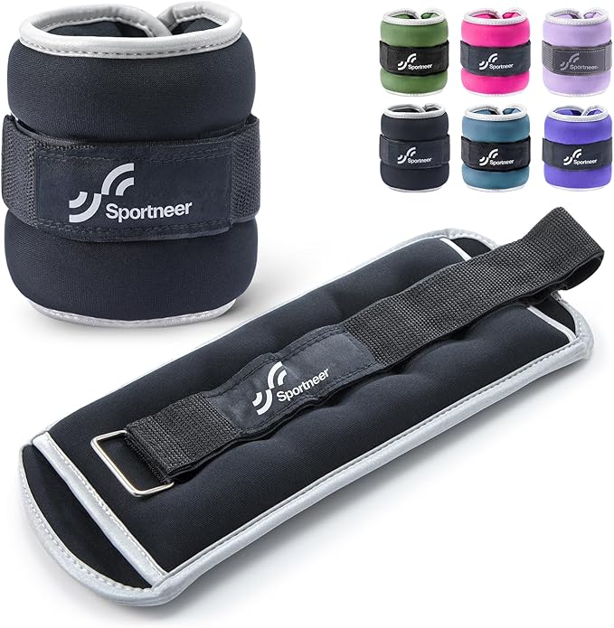 Sportneer Ankle Weights Wrist Weights Pair of 1/2/4/6/10 LBS for Men Women Kids Strength Training Wrist and Ankle Weights Set with Reflective Strips for Dancing Running Walking Fitness Workout Gym