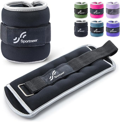 Sportneer Ankle Weights Wrist Weights Pair of 1/2/4/6/10 LBS for Men Women Kids Strength Training Wrist and Ankle Weights Set with Reflective Strips for Dancing Running Walking Fitness Workout Gym